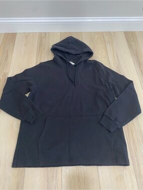 The North Face Mens XL Black Waffle Knit Thermal Pullover Hoodie Kangaroo Pocket